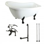 Aqua Eden 67-Inch Acrylic Single Slipper Clawfoot Tub Combo with Faucet and Supply Lines, White/Oil Rubbed Bronze