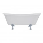 Aqua Eden 67-Inch Cast Iron Double Slipper Clawfoot Tub (No Faucet Drillings), White/Polished Chrome