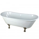 Aqua Eden 67-Inch Cast Iron Double Slipper Clawfoot Tub (No Faucet Drillings), White/Brushed Nickel