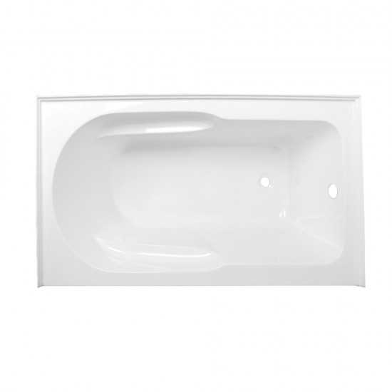 Aqua Eden 60-Inch Acrylic Anti-Skid Alcove Tub with Right Hand Drain Hole, White