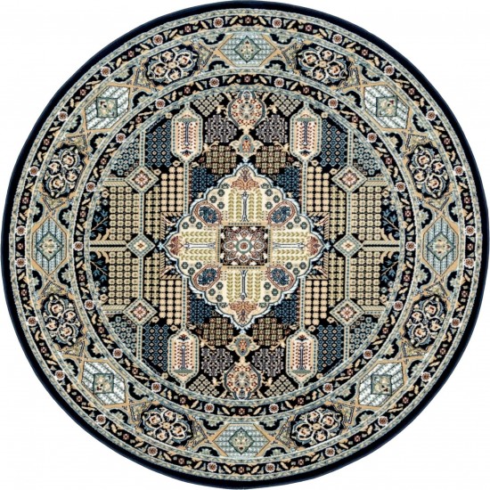 Rug Unique Loom Narenj Navy Blue Round 5' 0 x 5' 0