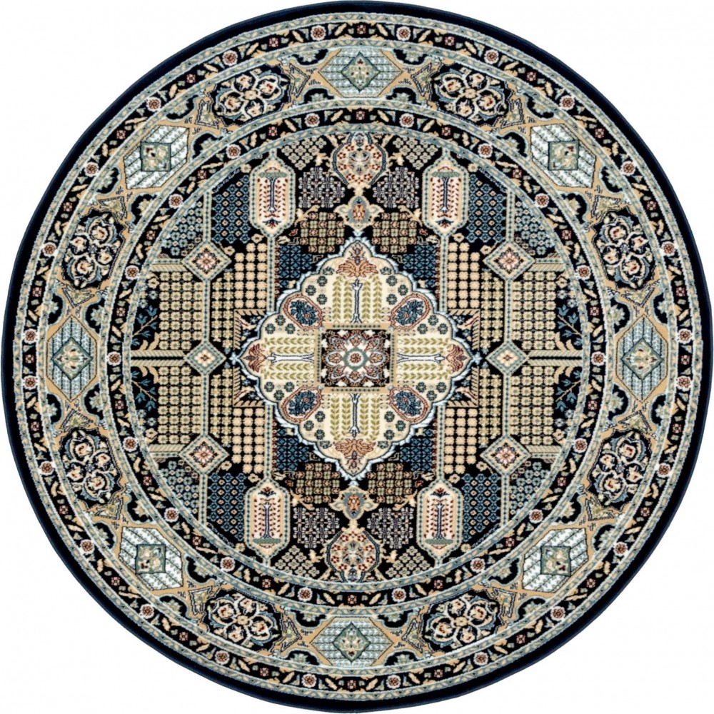 Rug Unique Loom Narenj Navy Blue Round 5' 0 x 5' 0 Rug Unique Loom Narenj Navy Blue Round 5' 0 x 5' 0