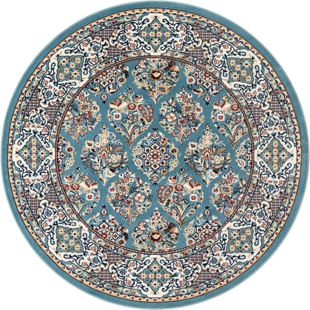 Rug Unique Loom Narenj Blue Round 5' 0 x 5' 0