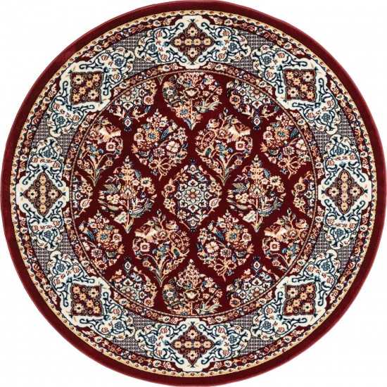 Rug Unique Loom Narenj Burgundy Round 5' 0 x 5' 0