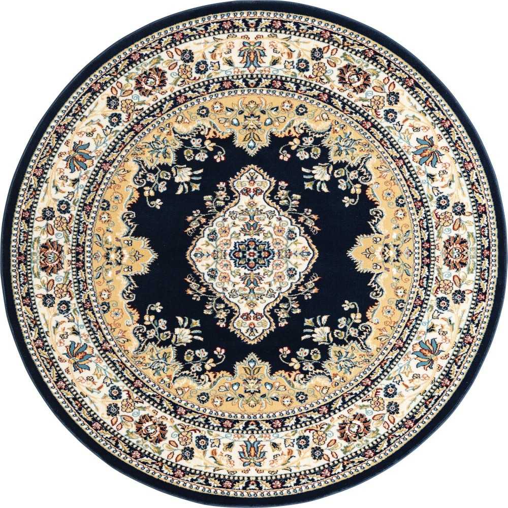 Rug Unique Loom Narenj Navy Blue Round 5' 0 x 5' 0