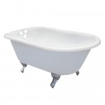 Aqua Eden 60-Inch Cast Iron Roll Top Clawfoot Tub with 3-3/8 Inch Wall Drillings, White/Polished Chrome