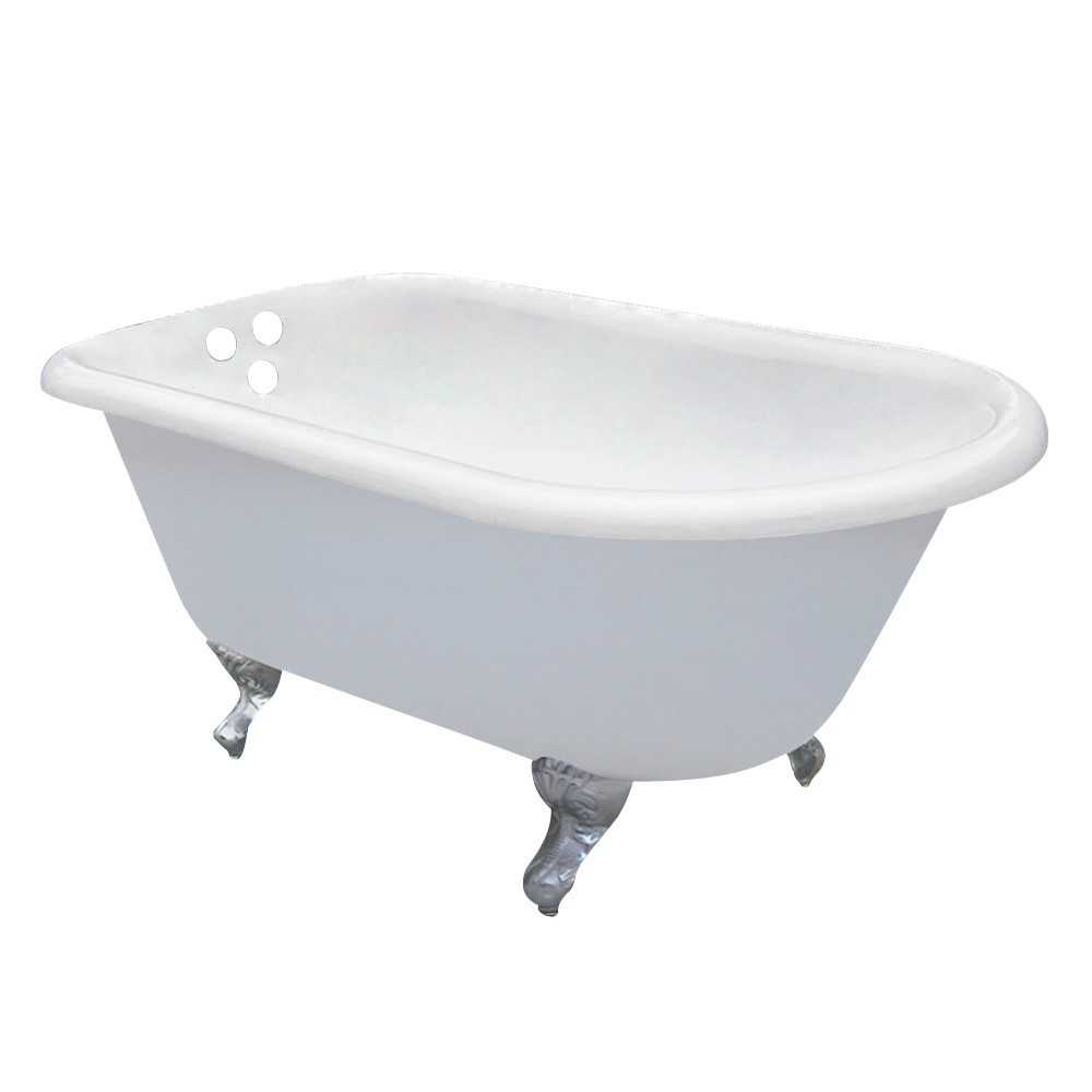 Aqua Eden 60-Inch Cast Iron Roll Top Clawfoot Tub with 3-3/8 Inch Wall Drillings, White/Polished Chrome