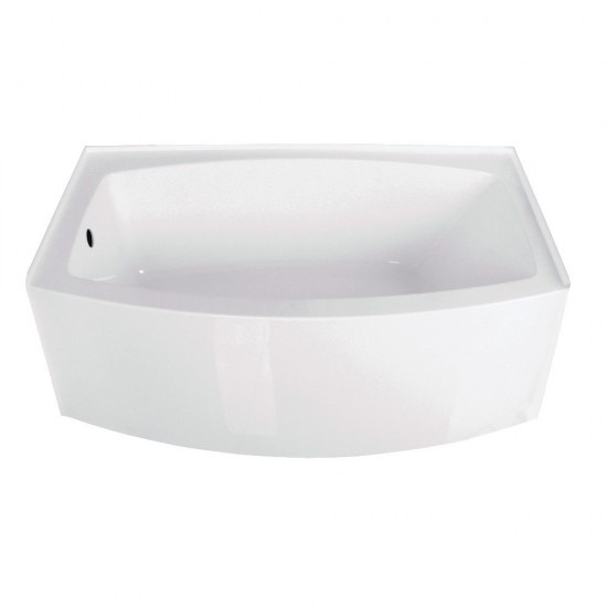 Aqua Eden 60-Inch Acrylic Curved Apron Alcove Tub with Left Hand Drain Hole, White