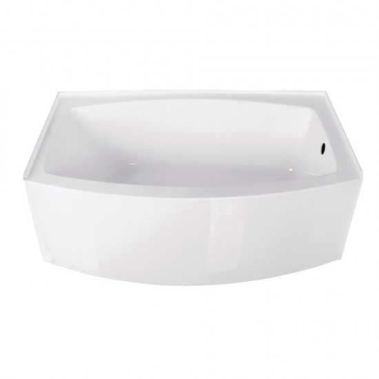 Aqua Eden 60-Inch Acrylic Curved Apron Alcove Tub with Right Hand Drain Hole, White