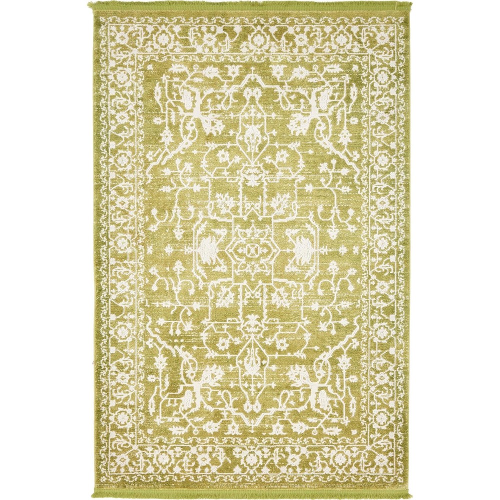 Rug Unique Loom New Classical Light Green Rectangular 4' 0 x 6' 0