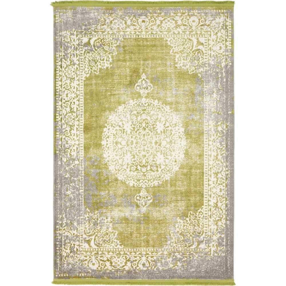 Rug Unique Loom New Classical Light Green Rectangular 4' 0 x 6' 0