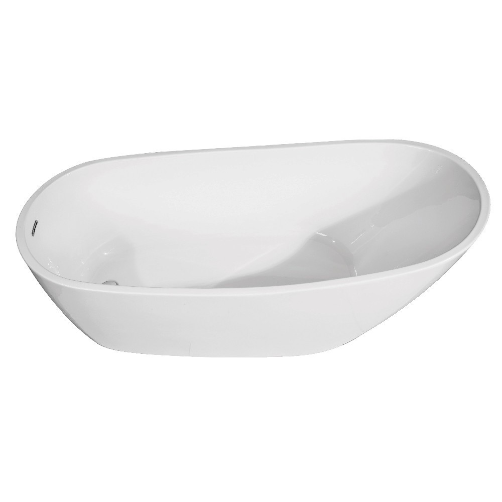 Aqua Eden 54-Inch Acrylic Single Slipper Freestanding Tub with Drain, White