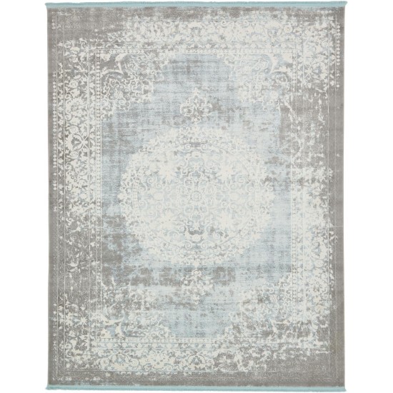 Rug Unique Loom New Classical Light Blue Rectangular 8' 0 x 10' 0