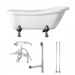Aqua Eden 67-Inch Acrylic Single Slipper Clawfoot Tub Combo with Faucet and Supply Lines, White/Polished Chrome