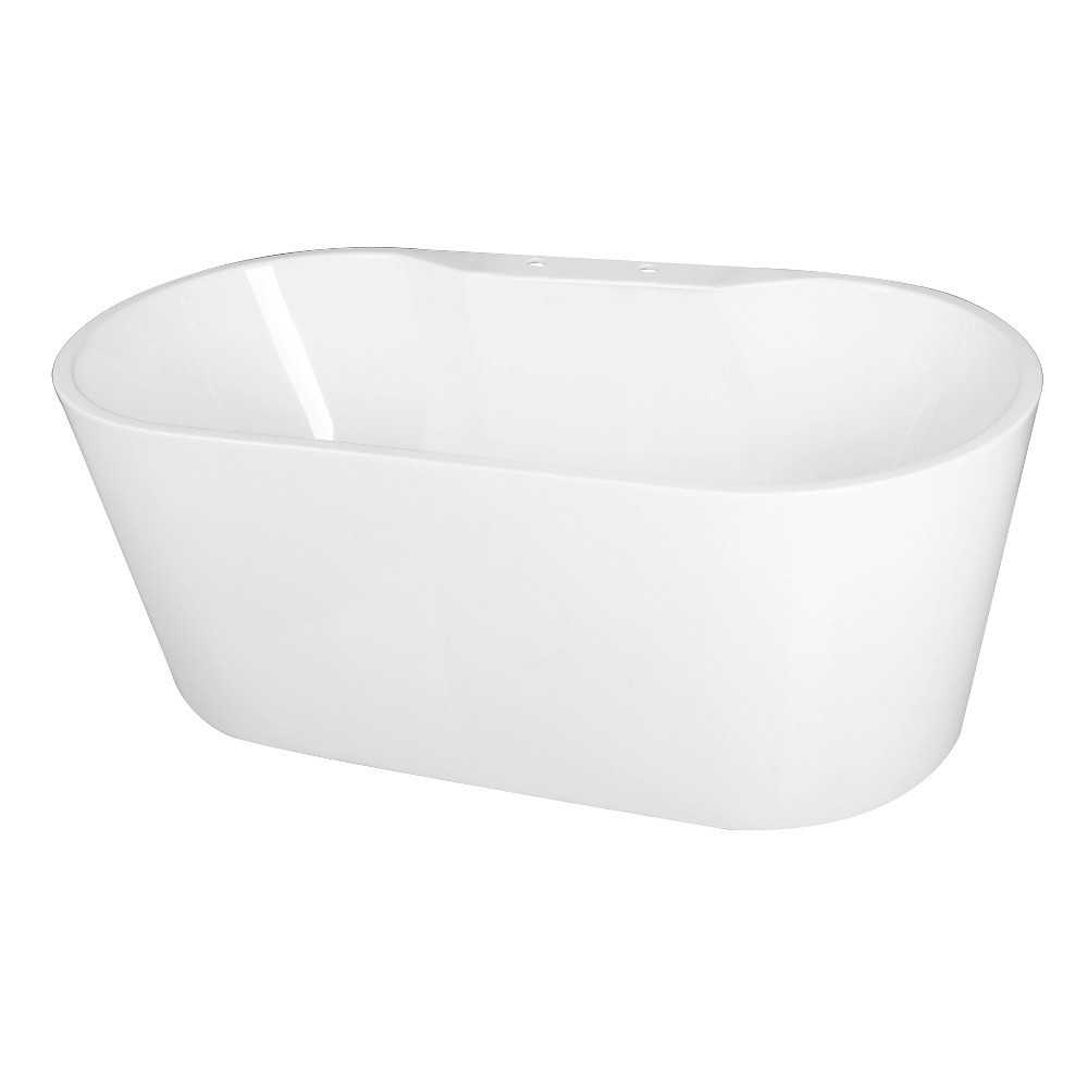 Aqua Eden 55-Inch Acrylic Freestanding Tub with Deck for Faucet Installation, White