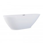 Aqua Eden 69-Inch Acrylic Double Ended Freestanding Tub with Drain, White