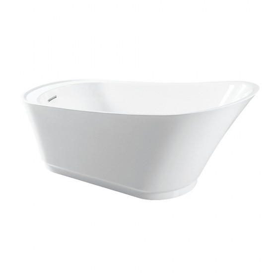 Aqua Eden 68-Inch Acrylic Single Slipper Freestanding Tub with Drain, White