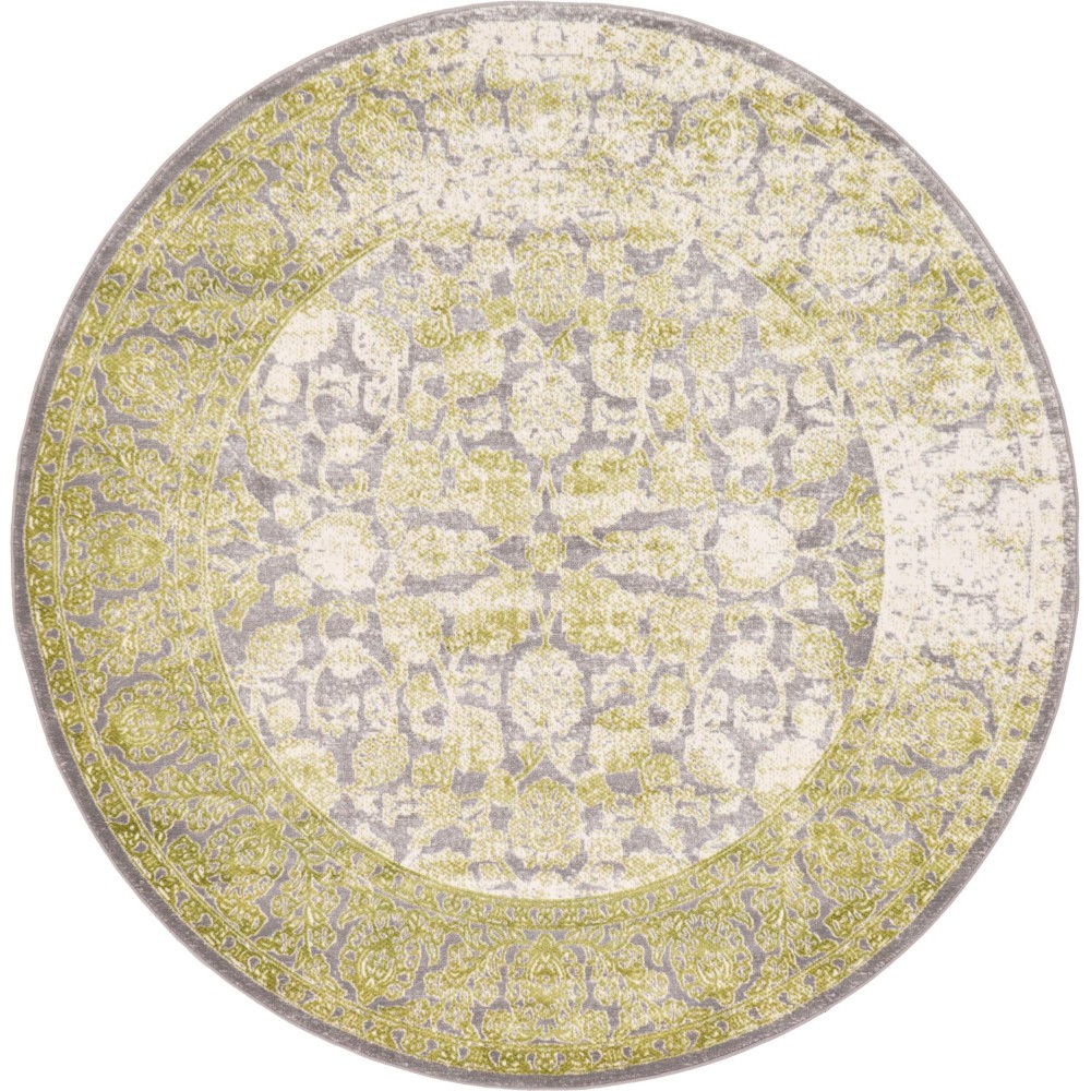 Rug Unique Loom New Classical Light Green Round 6' 0 x 6' 0