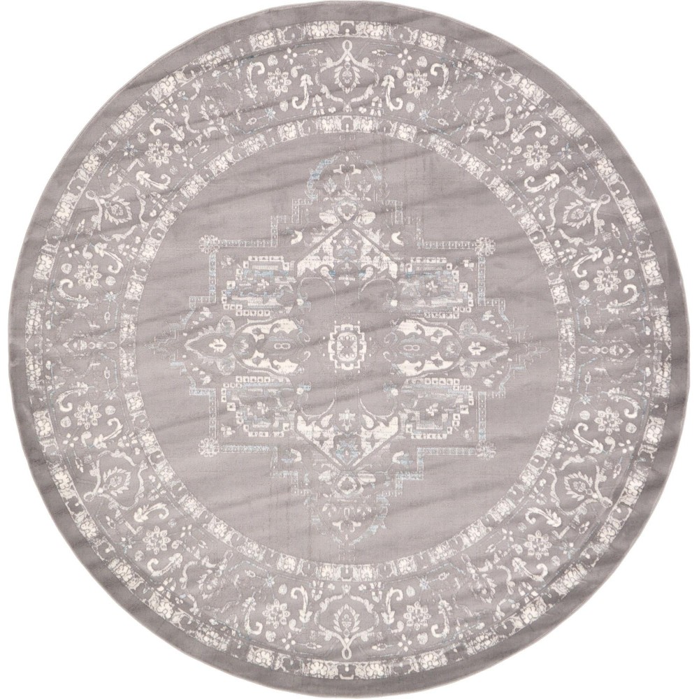 Rug Unique Loom New Classical Gray Round 8' 0 x 8' 0 Rug Unique Loom New Classical Gray Round 8' 0 x 8' 0