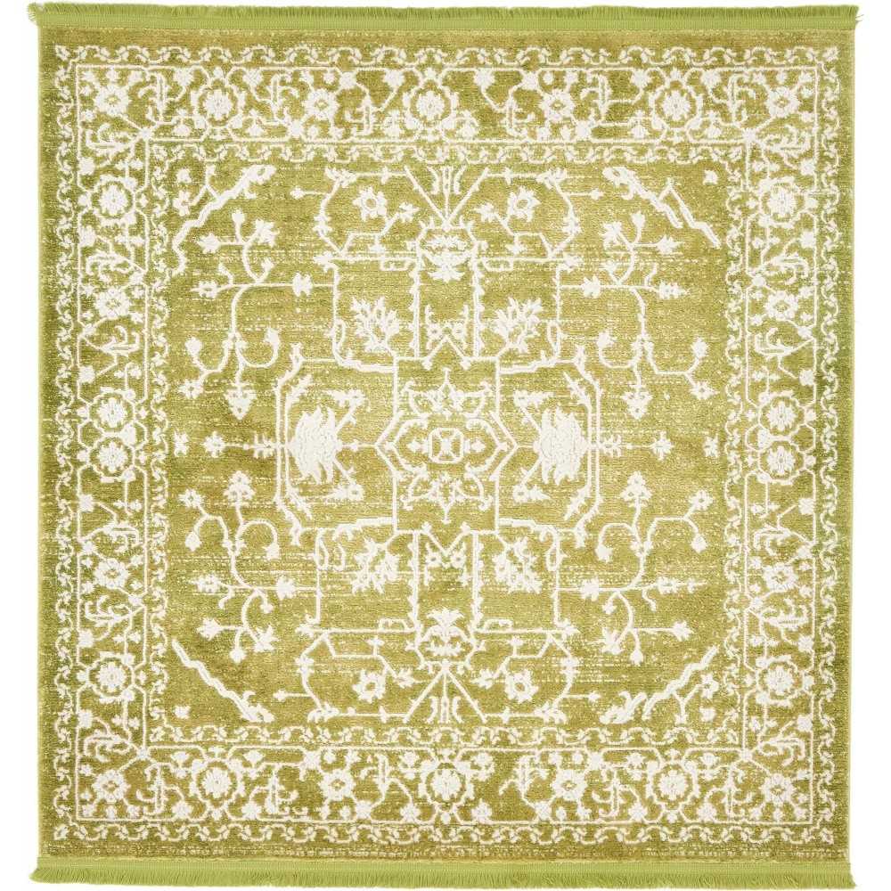 Rug Unique Loom New Classical Light Green Square 4' 0 x 4' 0