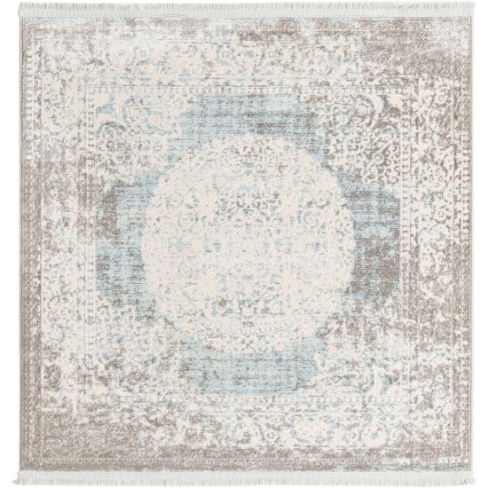 Rug Unique Loom New Classical Light Blue Square 4' 0 x 4' 0