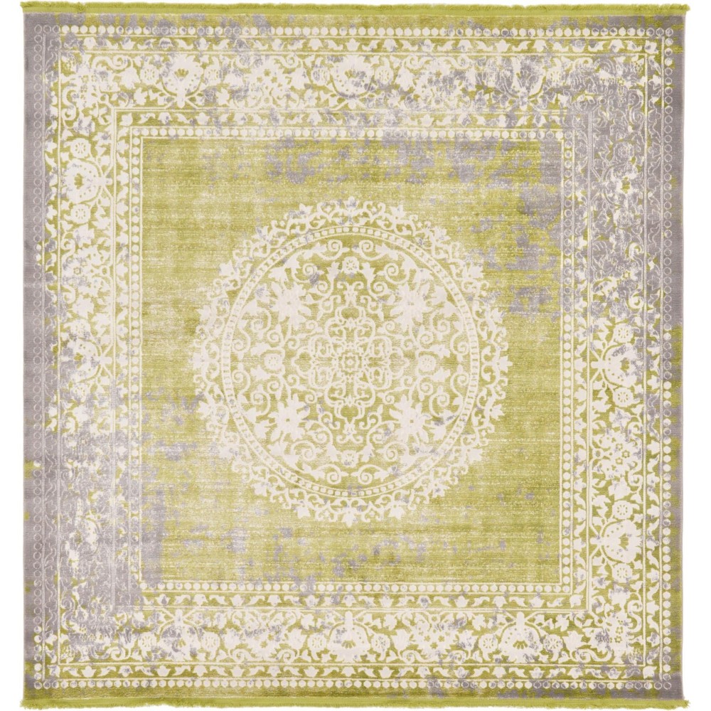 Rug Unique Loom New Classical Light Green Square 8' 0 x 8' 0