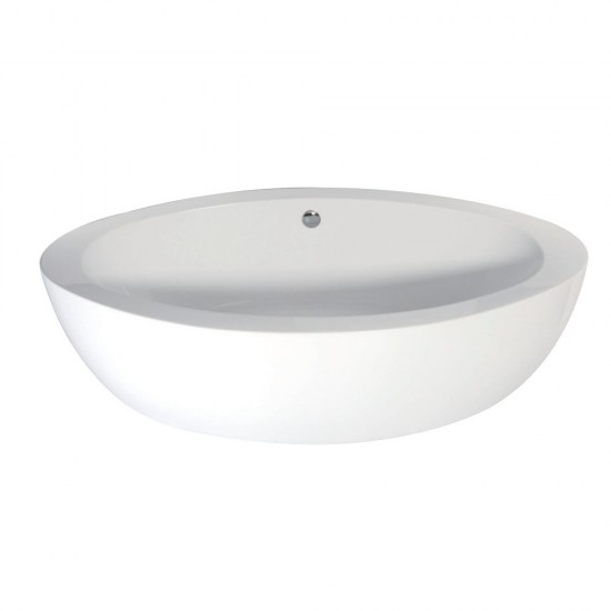 Aqua Eden 73-Inch Acrylic Double Ended Freestanding Tub with Drain, White