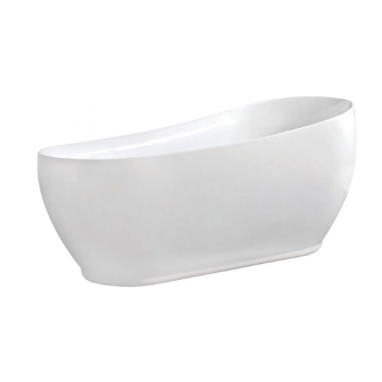 Aqua Eden 71-Inch Acrylic Single Slipper Freestanding Tub with Drain, White