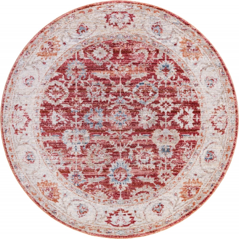 Rug Unique Loom Noble Red Round 4' 0 x 4' 0 Rug Unique Loom Noble Red Round 4' 0 x 4' 0