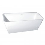 Aqua Eden Arcticstone 59-Inch Solid Surface White Stone Freestanding Tub with Drain, Matte White