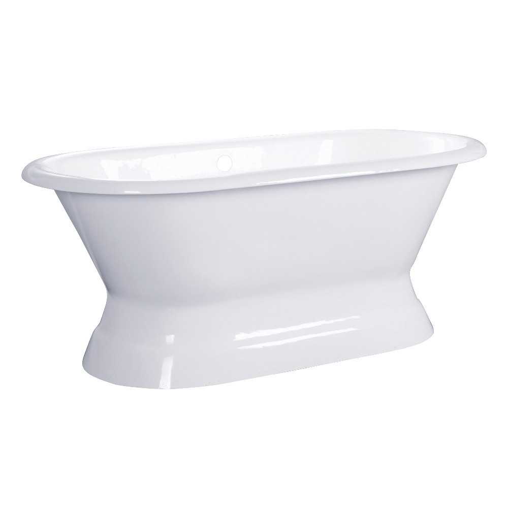 Aqua Eden 60-Inch Cast Iron Double Ended Pedestal Tub (No Faucet Drillings), White