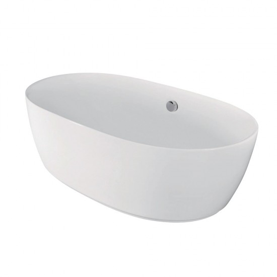 Aqua Eden 71-Inch Acrylic Double Ended Freestanding Tub with Drain, White