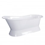 Aqua Eden 67-Inch Cast Iron Single Slipper Pedestal Tub with 7-Inch Faucet Drillings, White