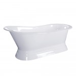 Aqua Eden 67-Inch Cast Iron Single Slipper Pedestal Tub (No Faucet Drillings), White