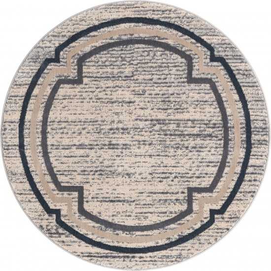 Rug Unique Loom Oasis Gray Round 4' 0 x 4' 0