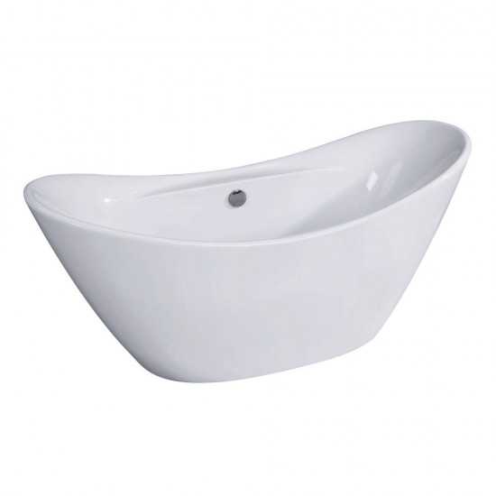 Aqua Eden 68-Inch Acrylic Double Slipper Freestanding Tub with Drain, White