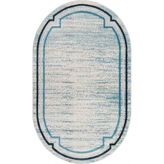 Rug Unique Loom Oasis Blue Oval 5' 0 x 8' 0