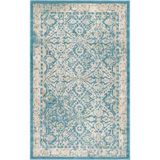 Rug Unique Loom Oslo Teal Rectangular 5' 0 x 8' 0