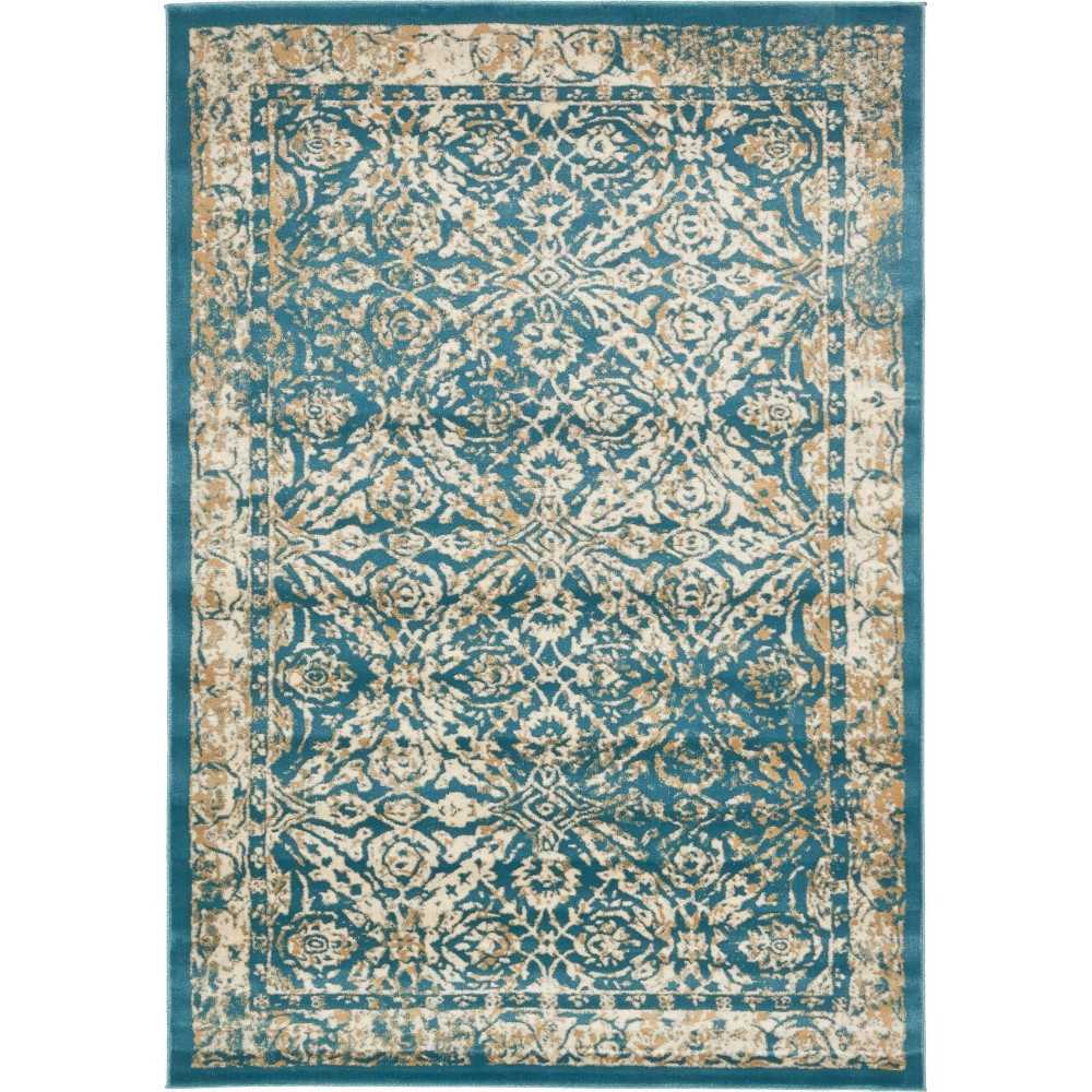 Rug Unique Loom Oslo Teal Rectangular 7' 0 x 10' 0