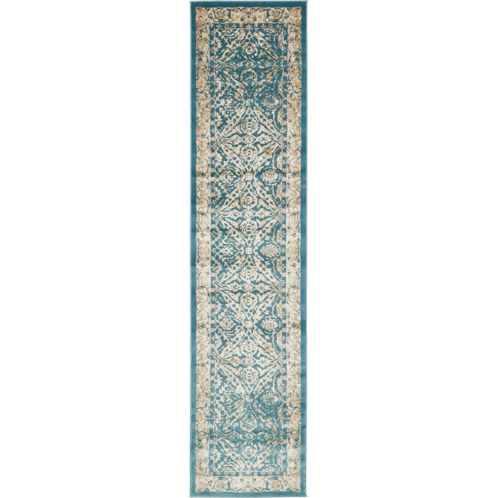 Rug Unique Loom Oslo Teal Runner 3' 0 x 13' 0