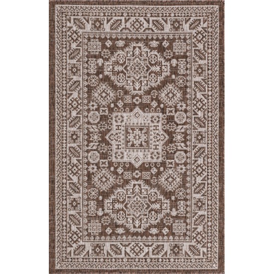 Rug Unique Loom Outdoor Aztec Brown Rectangular 3' 3 x 5' 3