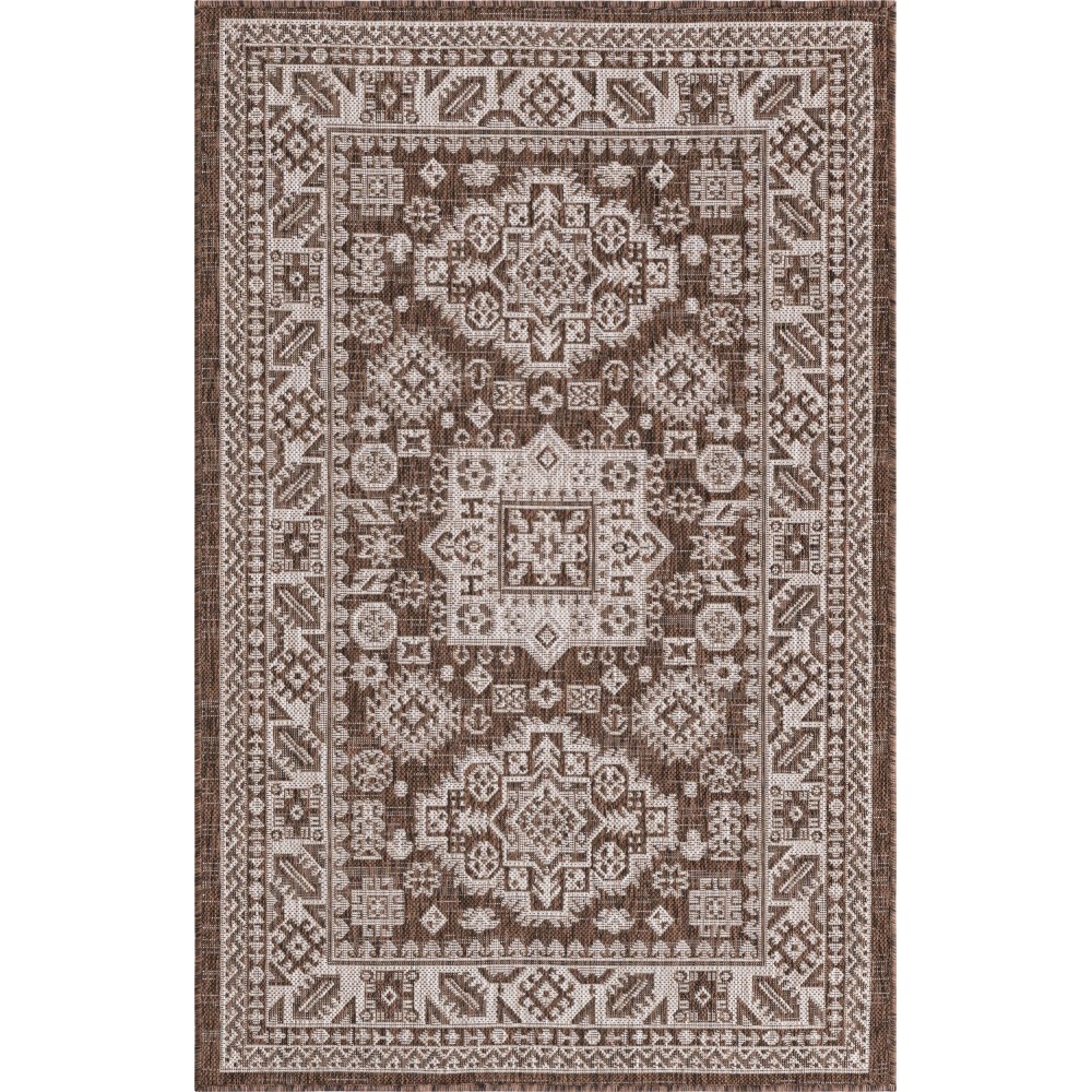 Rug Unique Loom Outdoor Aztec Brown Rectangular 3' 3 x 5' 3