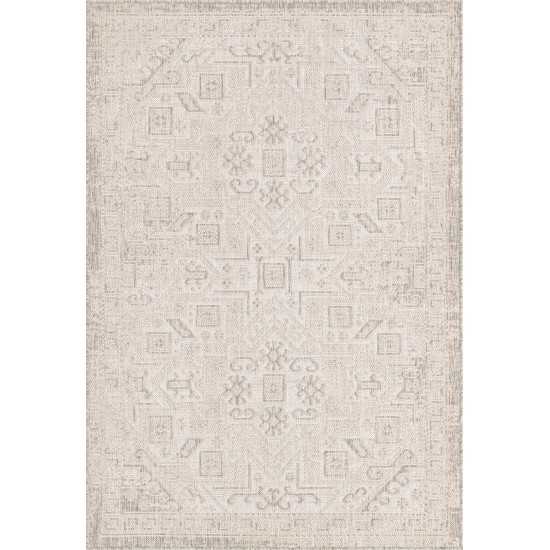 Rug Unique Loom Outdoor Aztec Light Gray Rectangular 4' 0 x 6' 0