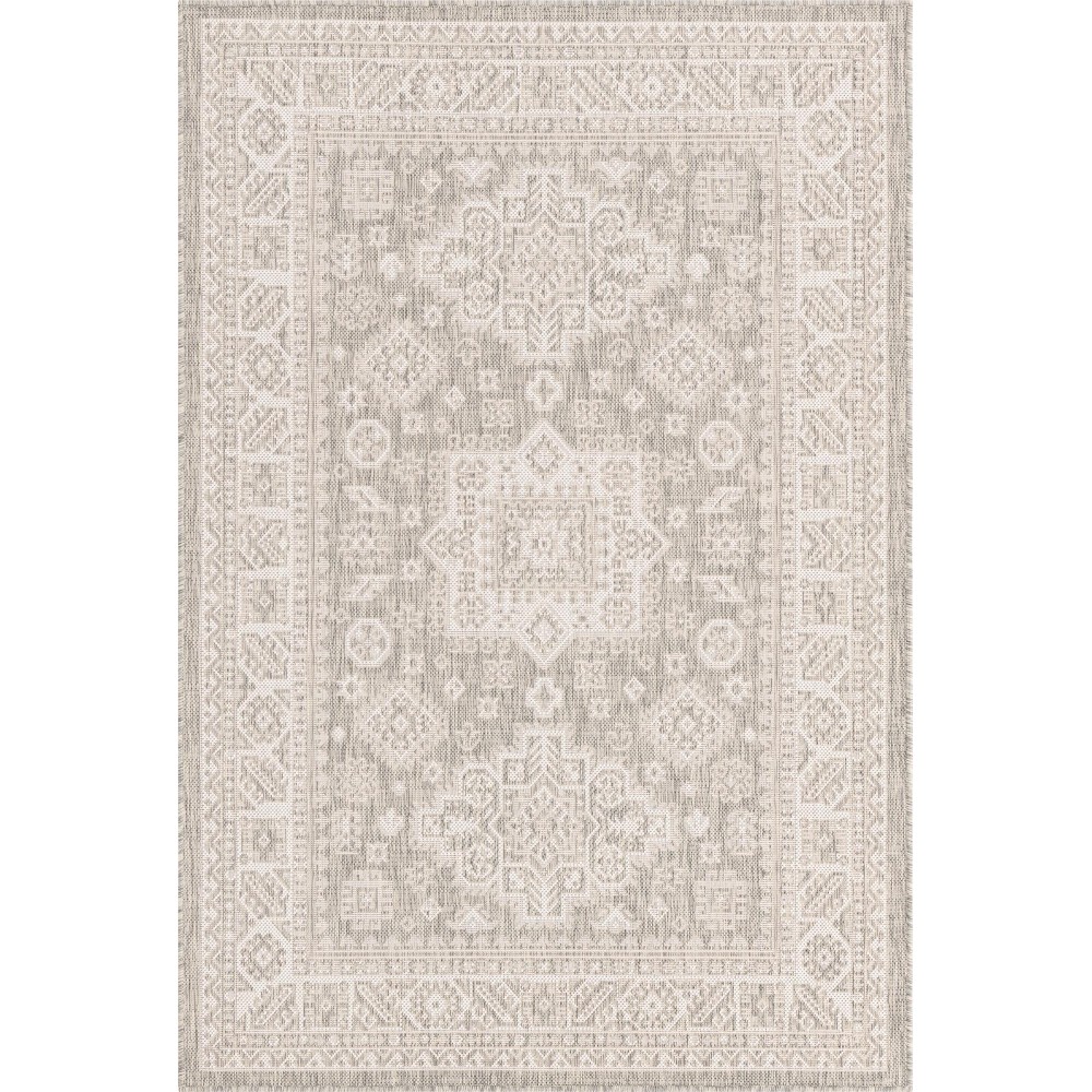 Rug Unique Loom Outdoor Aztec Light Brown Rectangular 4' 0 x 6' 0