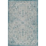 Rug Unique Loom Outdoor Aztec Teal Rectangular 5' 3 x 7' 10