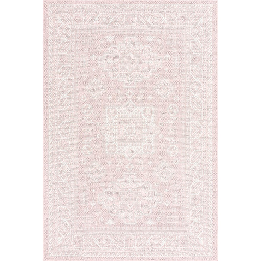 Rug Unique Loom Outdoor Aztec Pink Rectangular 5' 3 x 7' 10