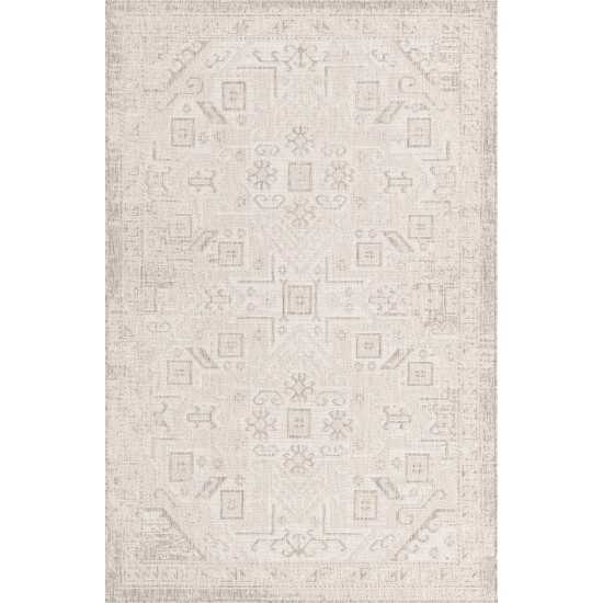 Rug Unique Loom Outdoor Aztec Light Gray Rectangular 5' 3 x 7' 10