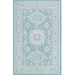 Rug Unique Loom Outdoor Aztec Aqua Blue Rectangular 5' 3 x 7' 10