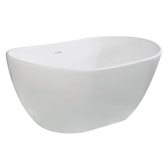 Aqua Eden Arcticstone 57-Inch Solid Surface White Stone Freestanding Tub with Drain, Matte White