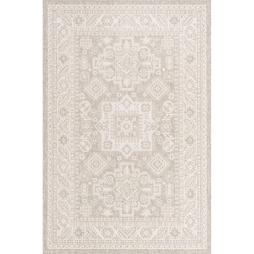 Rug Unique Loom Outdoor Aztec Light Brown Rectangular 6' 0 x 9' 0